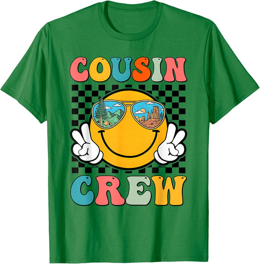 Cousin Crew 2024 Groovy Family Vacation Summer Camping T-Shirt - T-Shirt | Irish Green