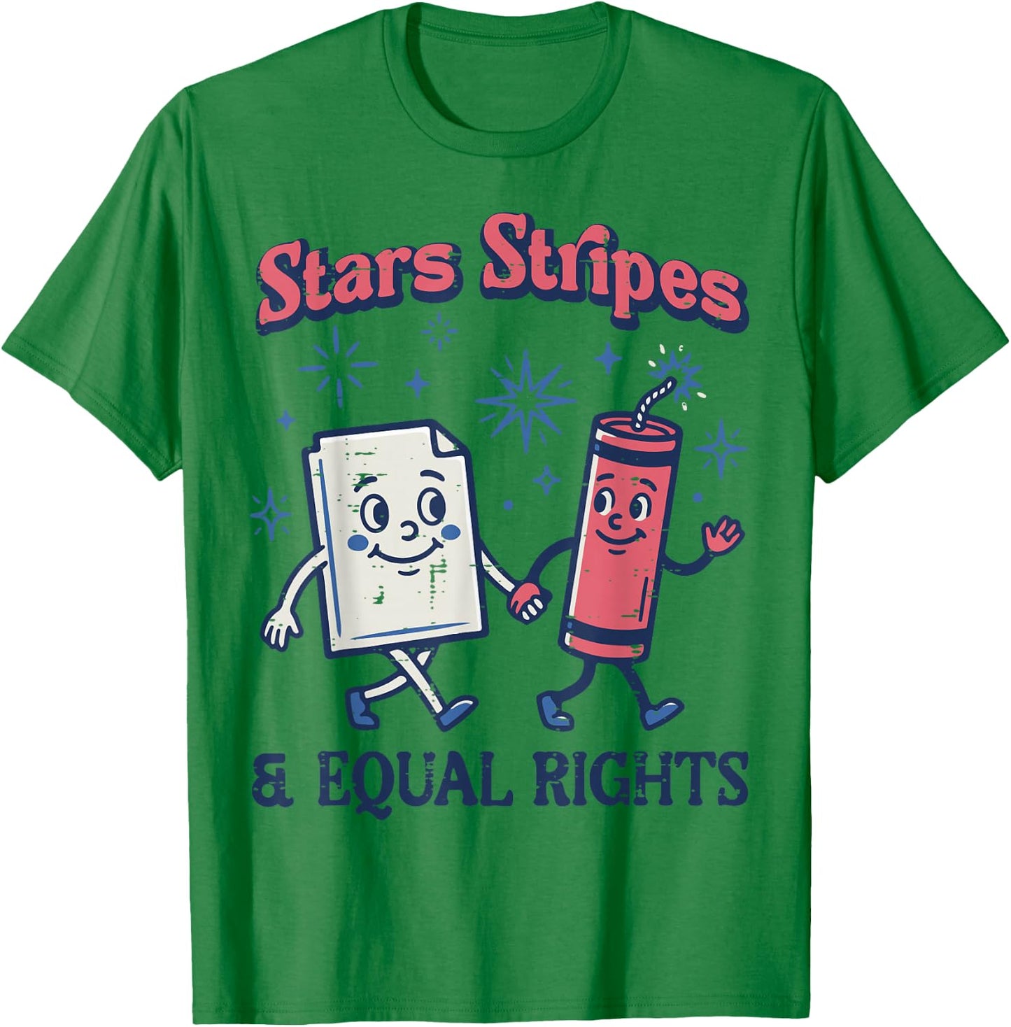 Stars Stripes Equal Rights 4th of July Firecracker Men Women T-Shirt - T-Shirt | Irish Green