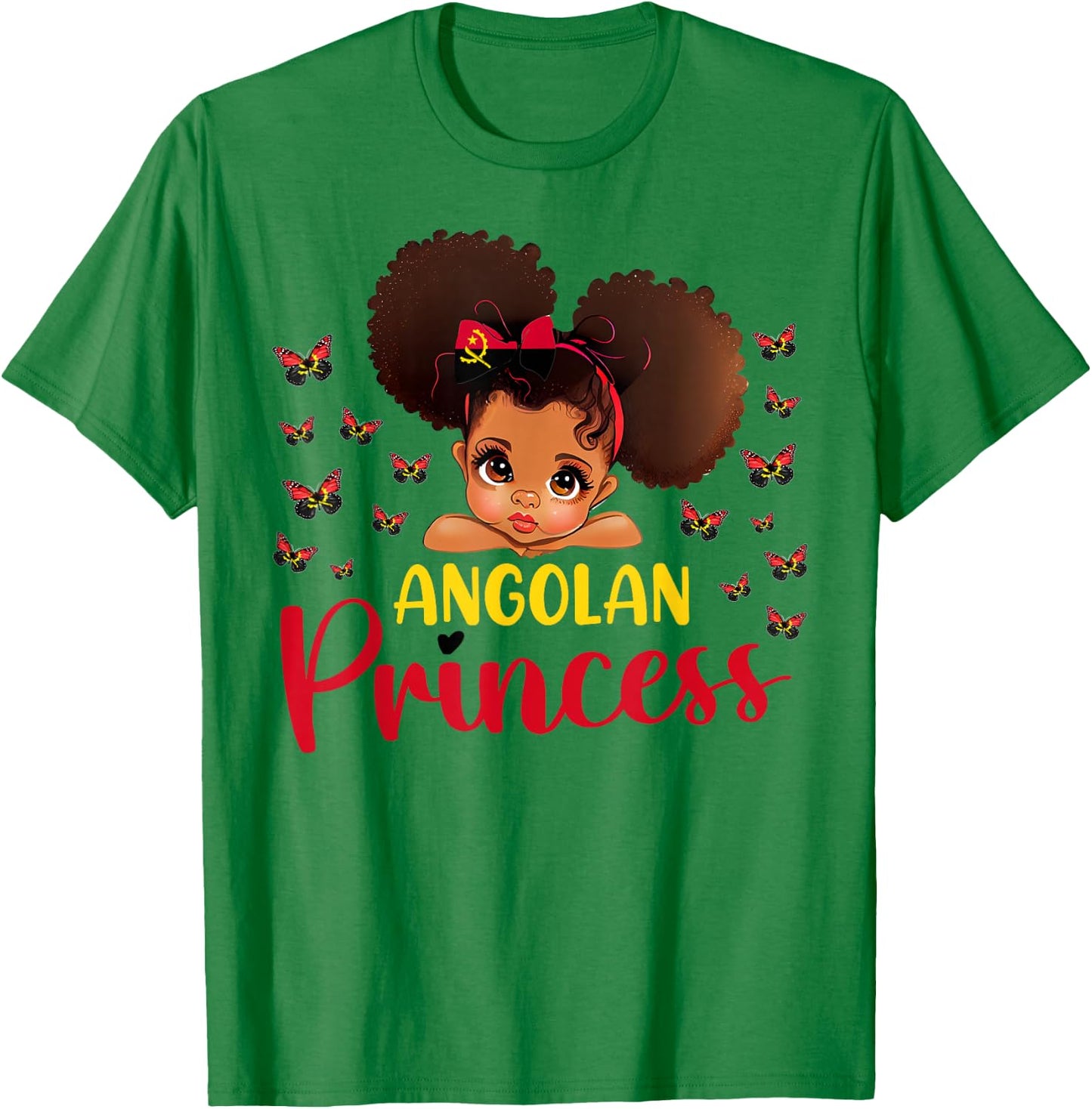 Angolan Princess Angola for Black Girls Kids T-Shirt - T-Shirt | Irish Green