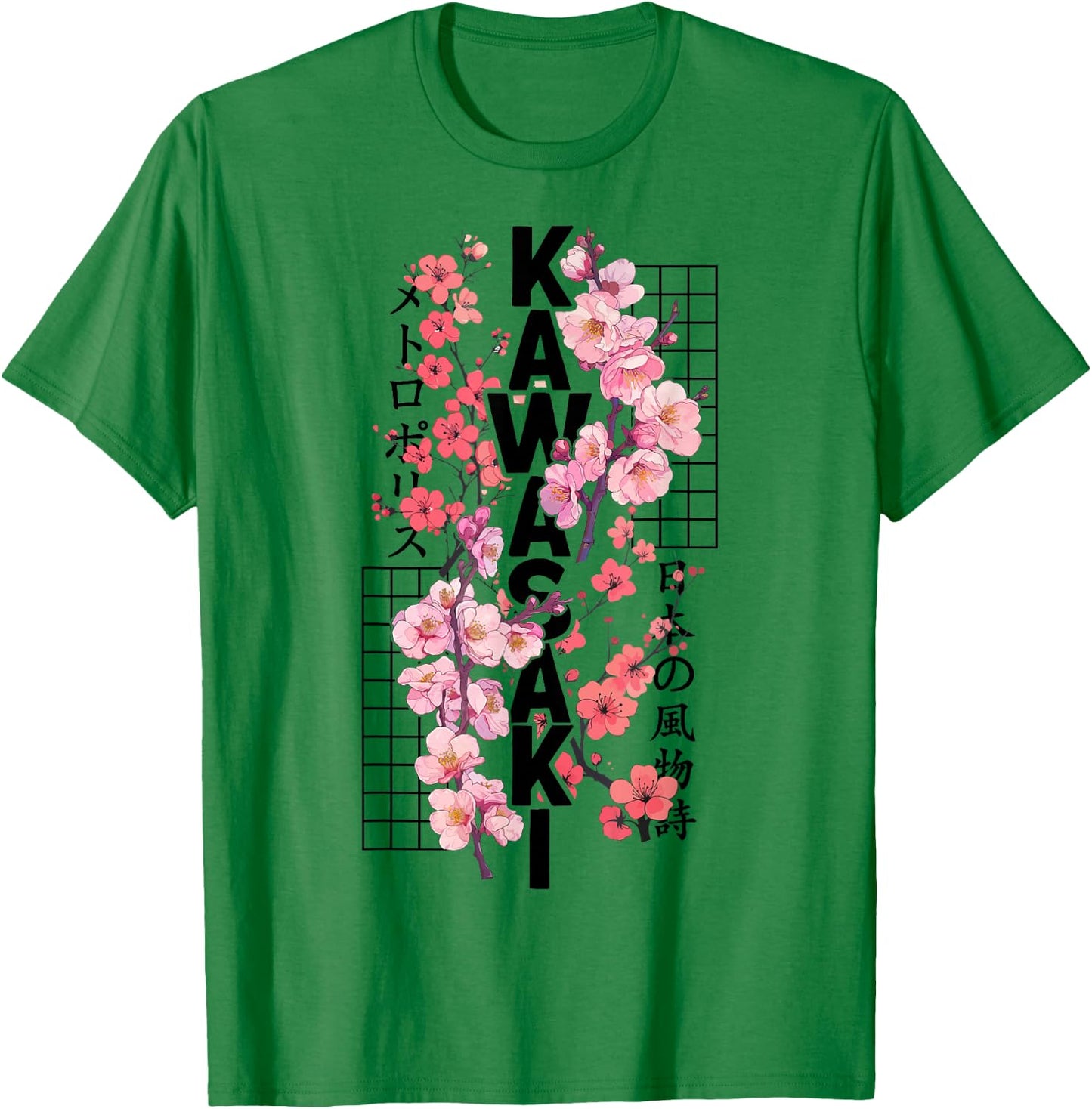 Kawasaki City 80s Retro Cherry Blossom Japan Kawasaki T-Shirt - T-Shirt | Irish Green