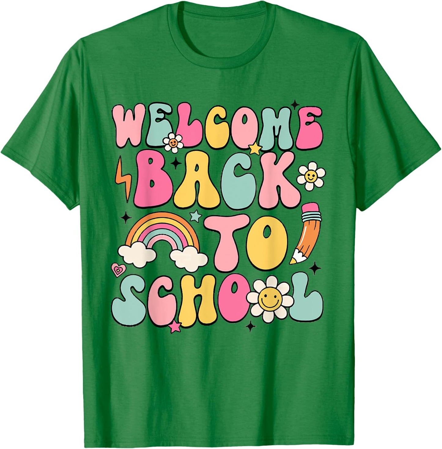 Retro Welcome Back to School Teacher Appreciation Boys Girls T-Shirt - T-Shirt | Irish Green