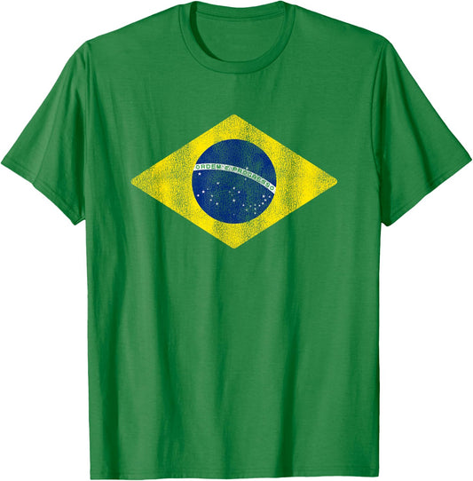 Brazilian Flag of Brazil Vintage BR Souvenir Men Women Kids T-Shirt - T-Shirt | Irish Green