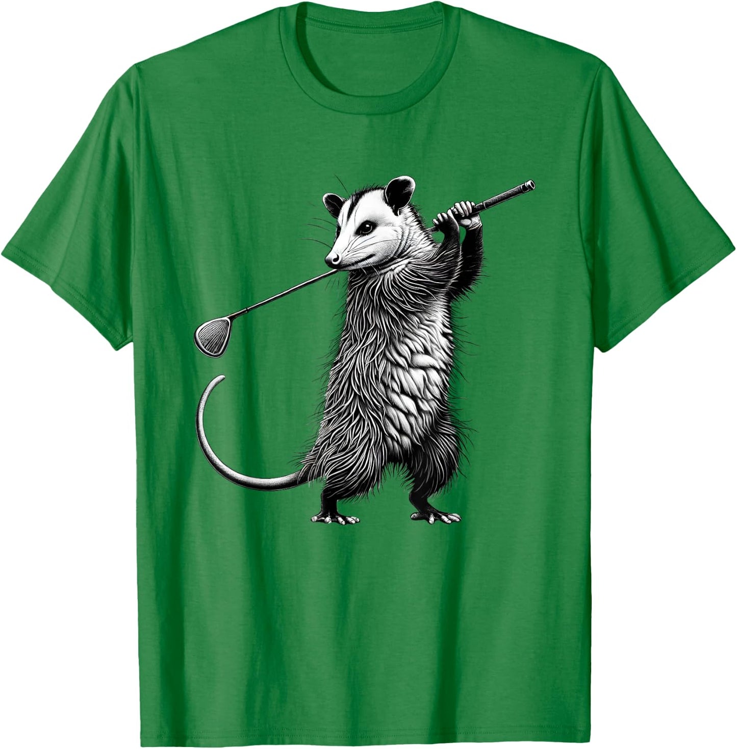 Vintage Possum Playing Golf Opossum Lover Golfer T-Shirt - T-Shirt | Irish Green