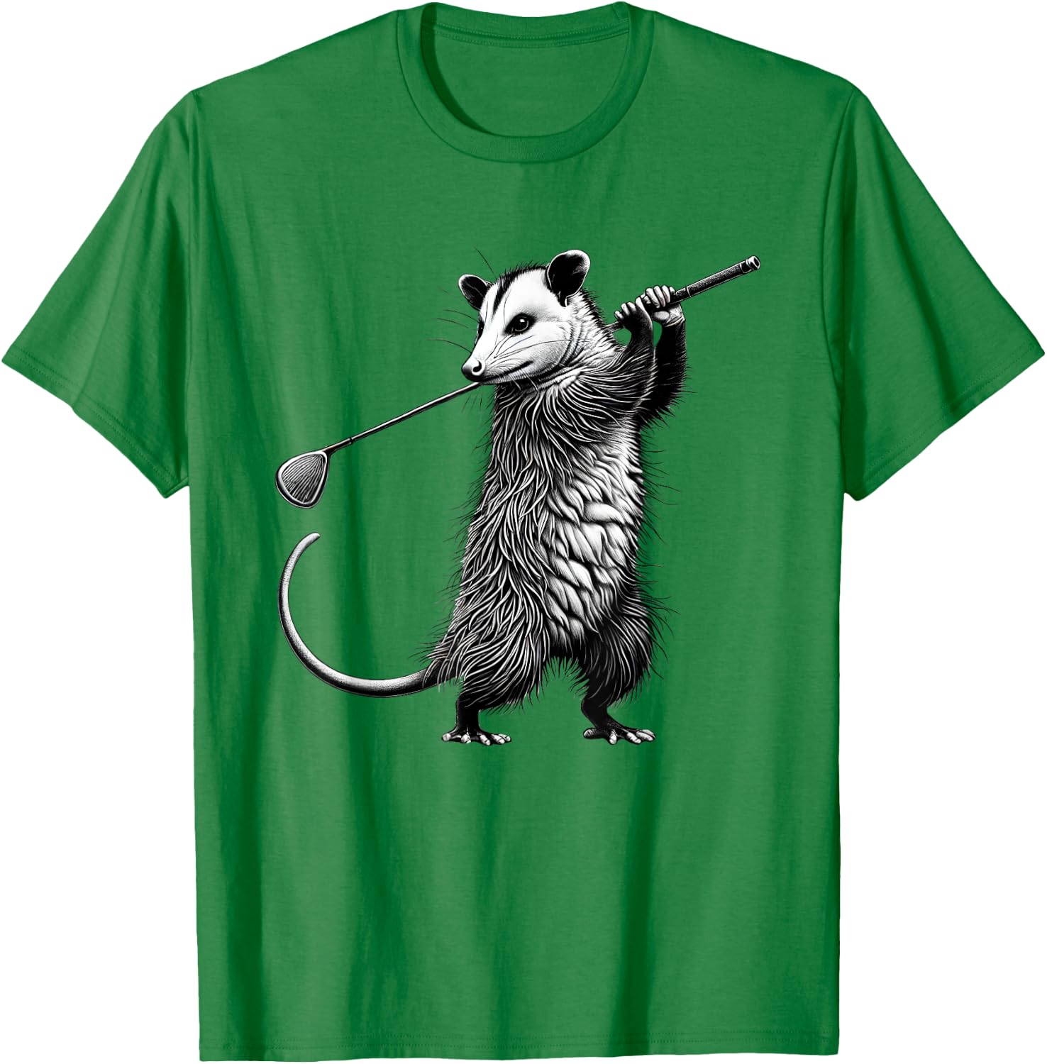 Vintage Possum Playing Golf Opossum Lover Golfer T-Shirt - T-Shirt | Irish Green