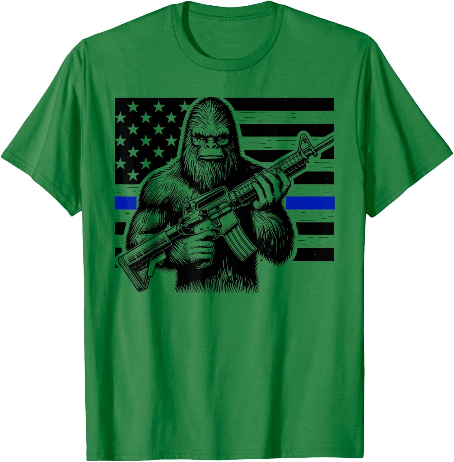 Thin Blue Line Bigfoot Shirt, Sasquatch Police Officer Cop T-Shirt - T-Shirt | Irish Green
