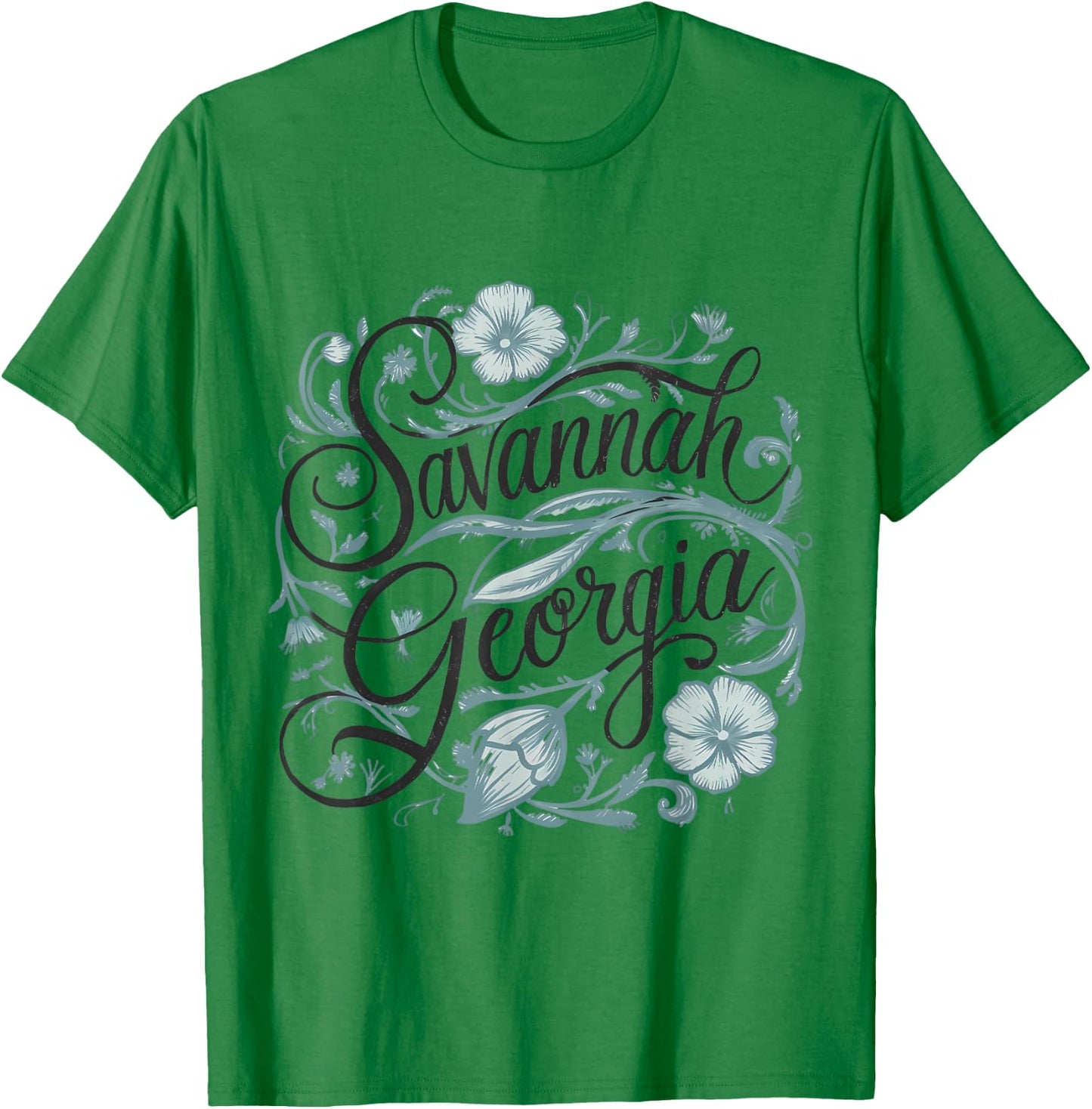 Savannah Georgia GA Flowers Floral T-Shirt - T-Shirt | Irish Green
