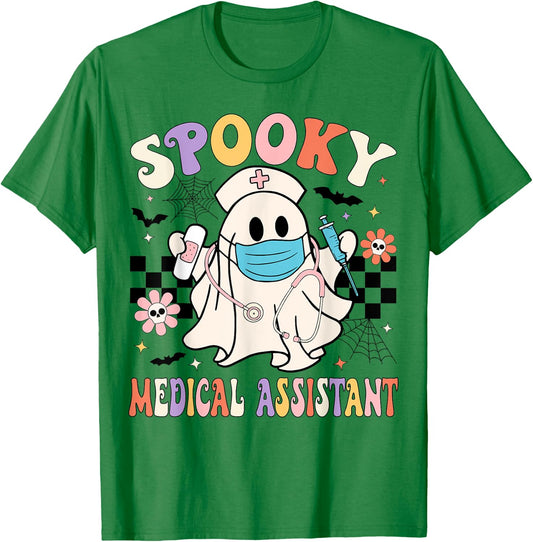 Spooky Medical Assistant Ghost Medical Assistant Halloween T-Shirt - T-Shirt | Irish Green