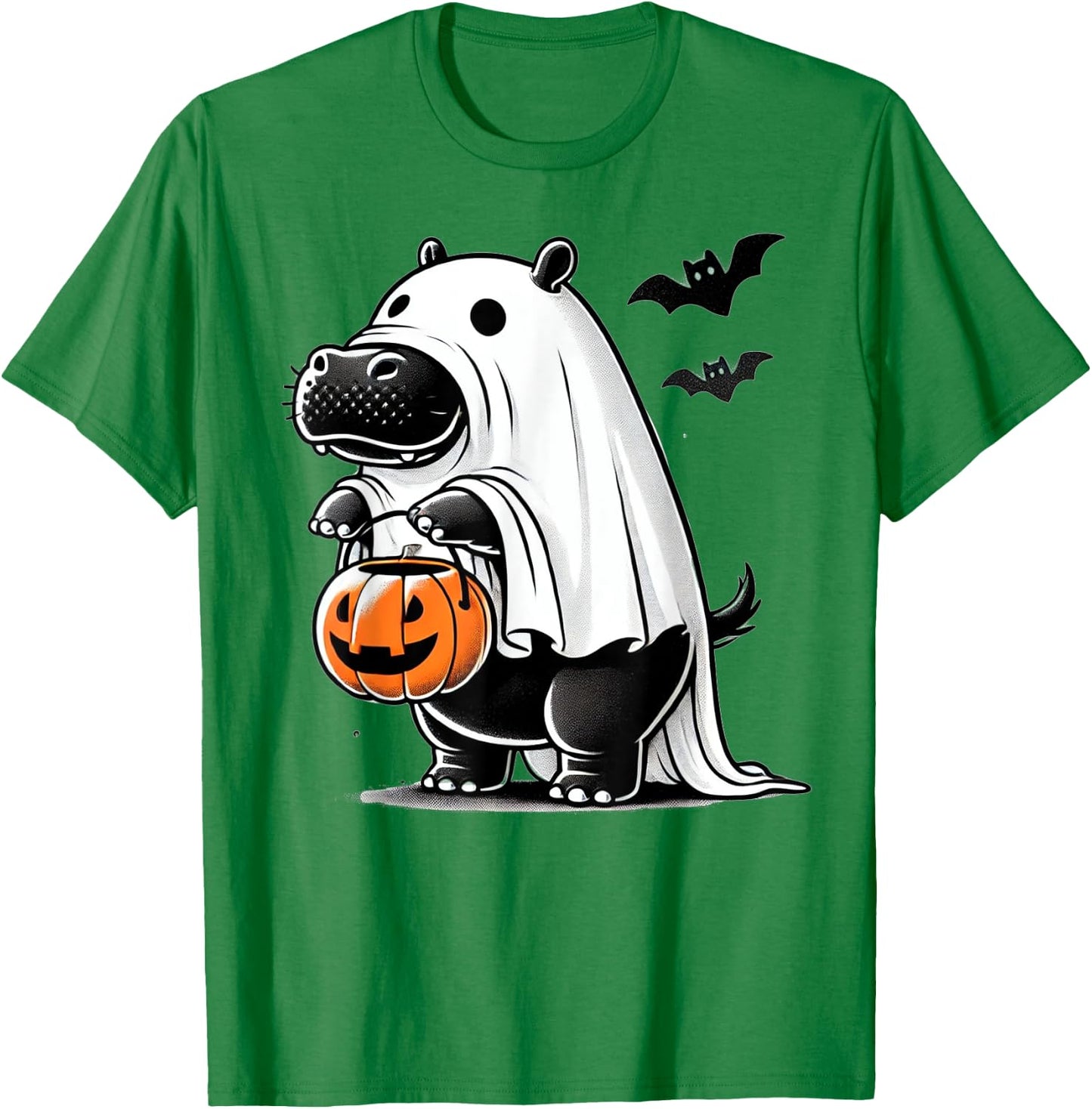 Funny Hippo Ghost Costume - Pumpkin Halloween Hippopotamus T-Shirt - T-Shirt | Irish Green