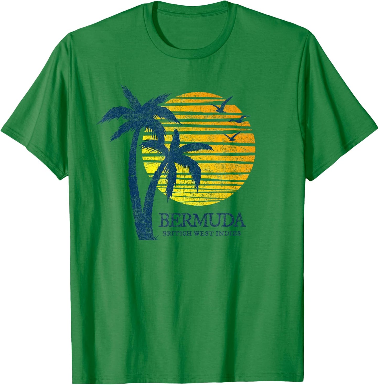 Vintage Bermuda Retro Throwback Cruise Beach Sunset Souvenir T-Shirt - T-Shirt | Irish Green