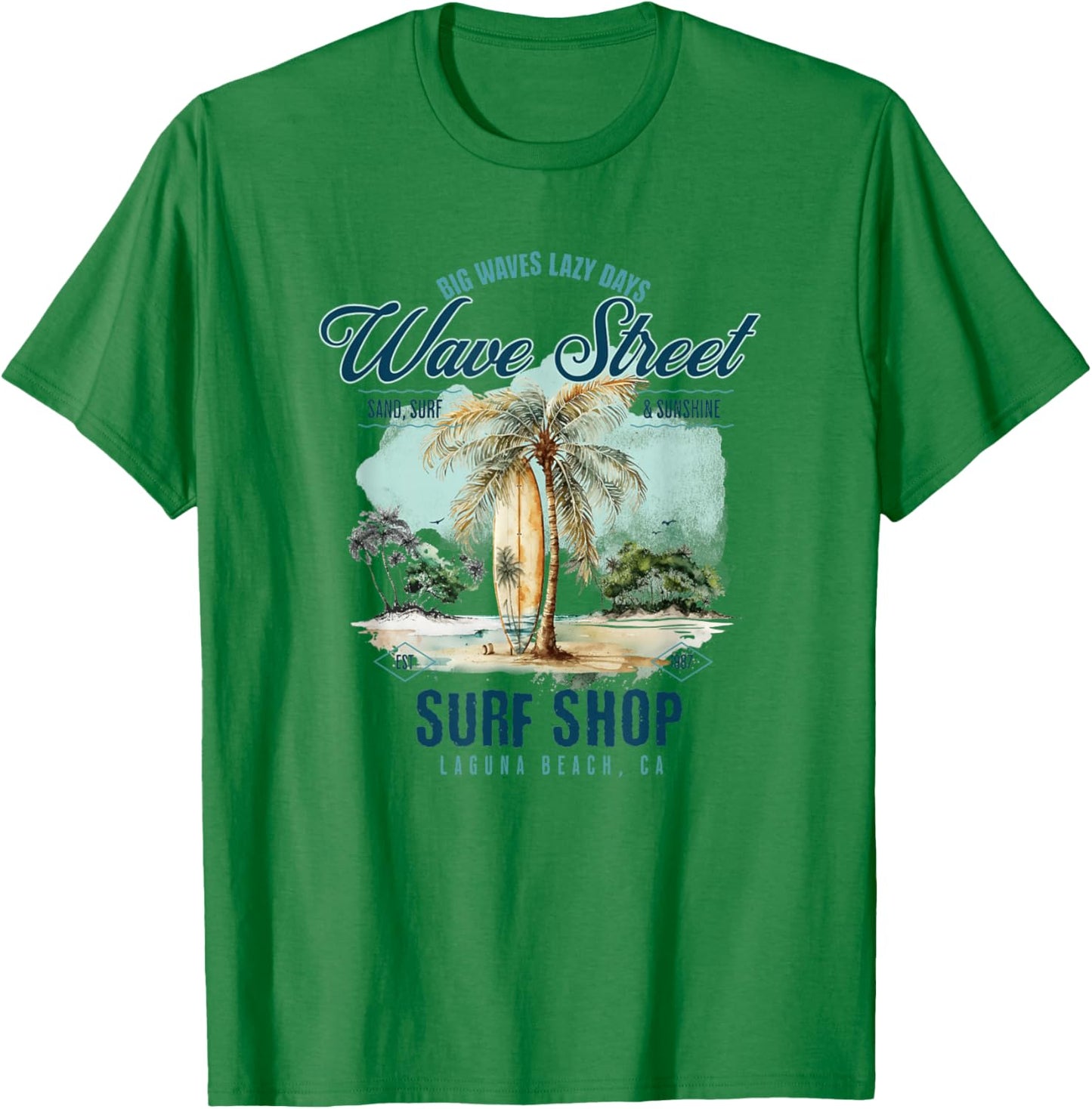 Wave Street Surf Vintage Summertime Vacation Beach Surf Women Kids T-Shirt - T-Shirt | Irish Green