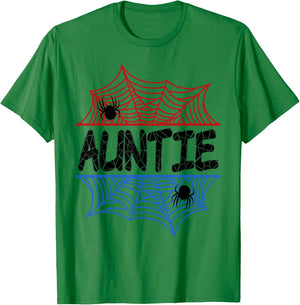 Auntie Of The Birthday Boy Spider Aunt Bday Party T-Shirt - T-Shirt | Irish Green