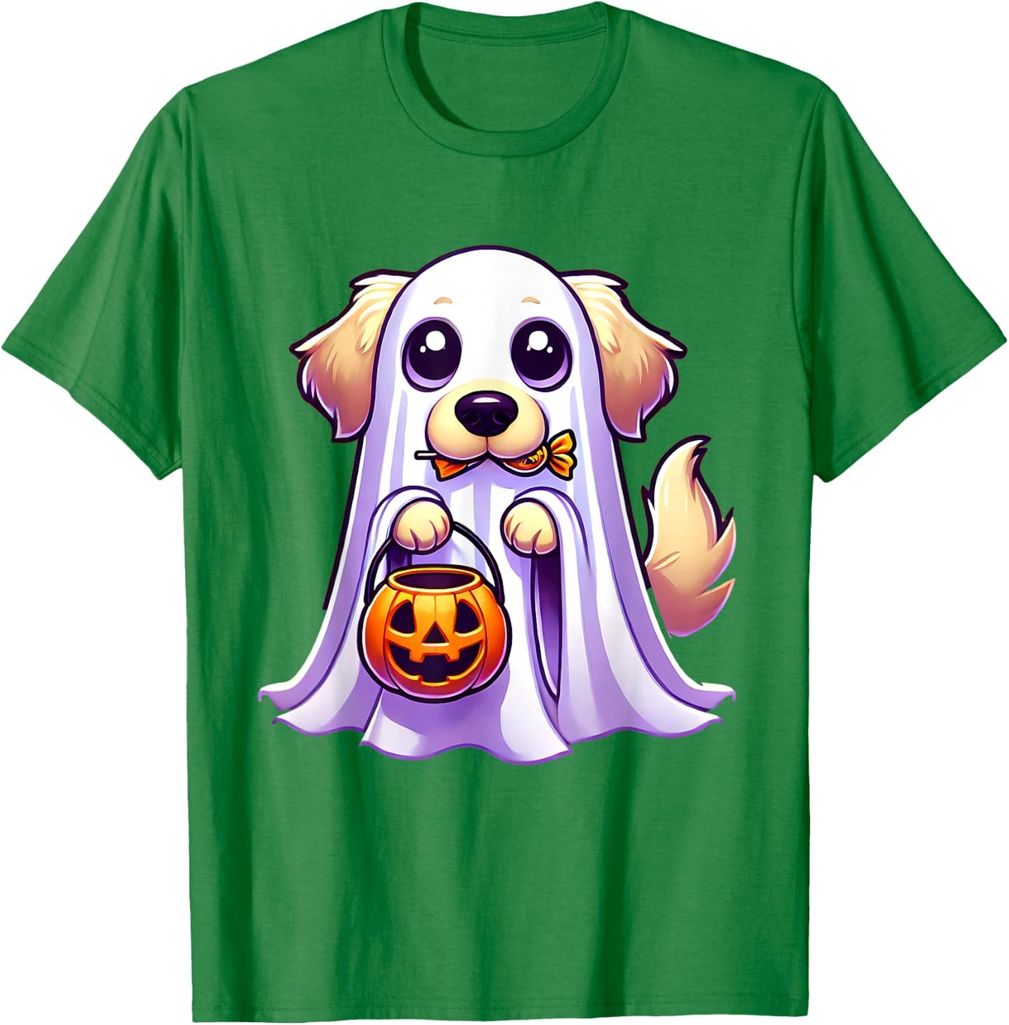 Golden Retriever Ghost Halloween Dog Men Women Kids T-Shirt - T-Shirt | Irish Green