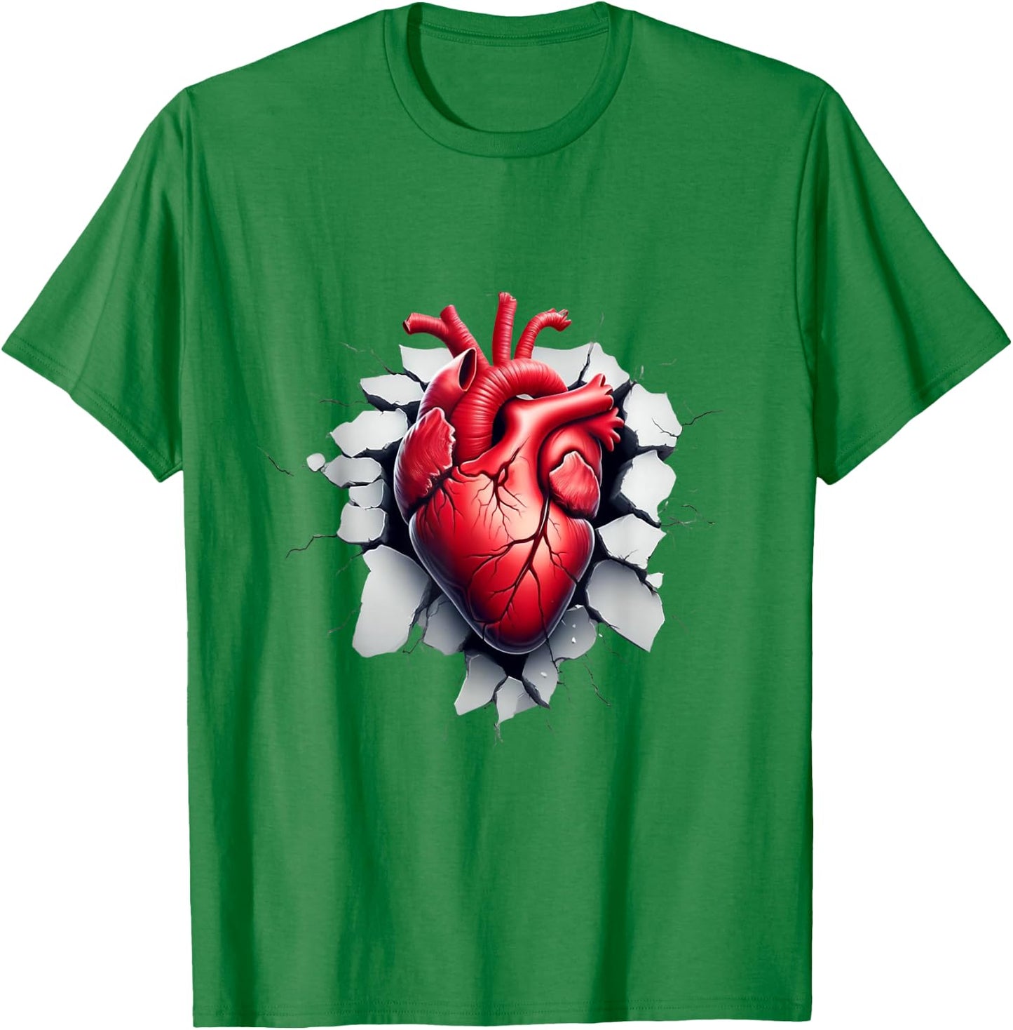 Breaking Through: Realistic Heart Shirt Anatomy Graphic T-Shirt - T-Shirt | Irish Green