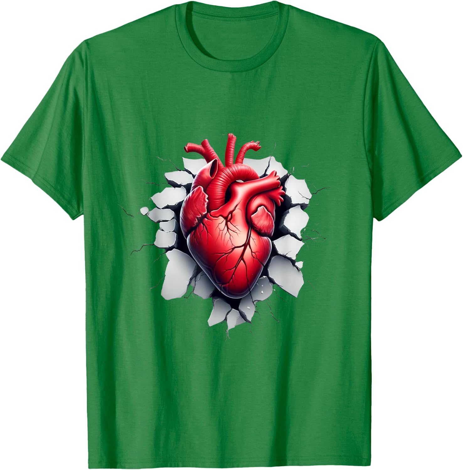 Breaking Through: Realistic Heart Shirt Anatomy Graphic T-Shirt - T-Shirt | Irish Green