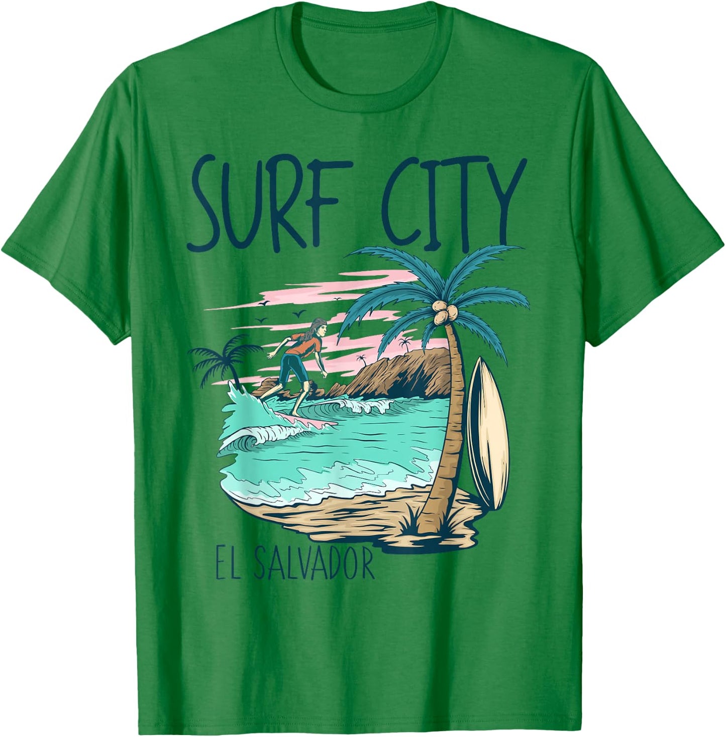 Surf City El Salvador Vintage Surfing Gifts El Salvadoreans T-Shirt - T-Shirt | Irish Green