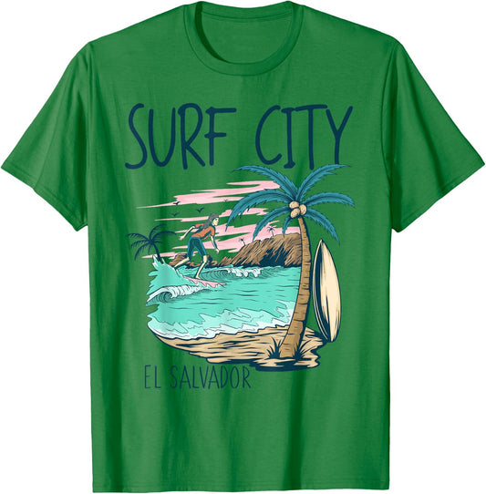 Surf City El Salvador Vintage Surfing Gifts El Salvadoreans T-Shirt - T-Shirt | Irish Green