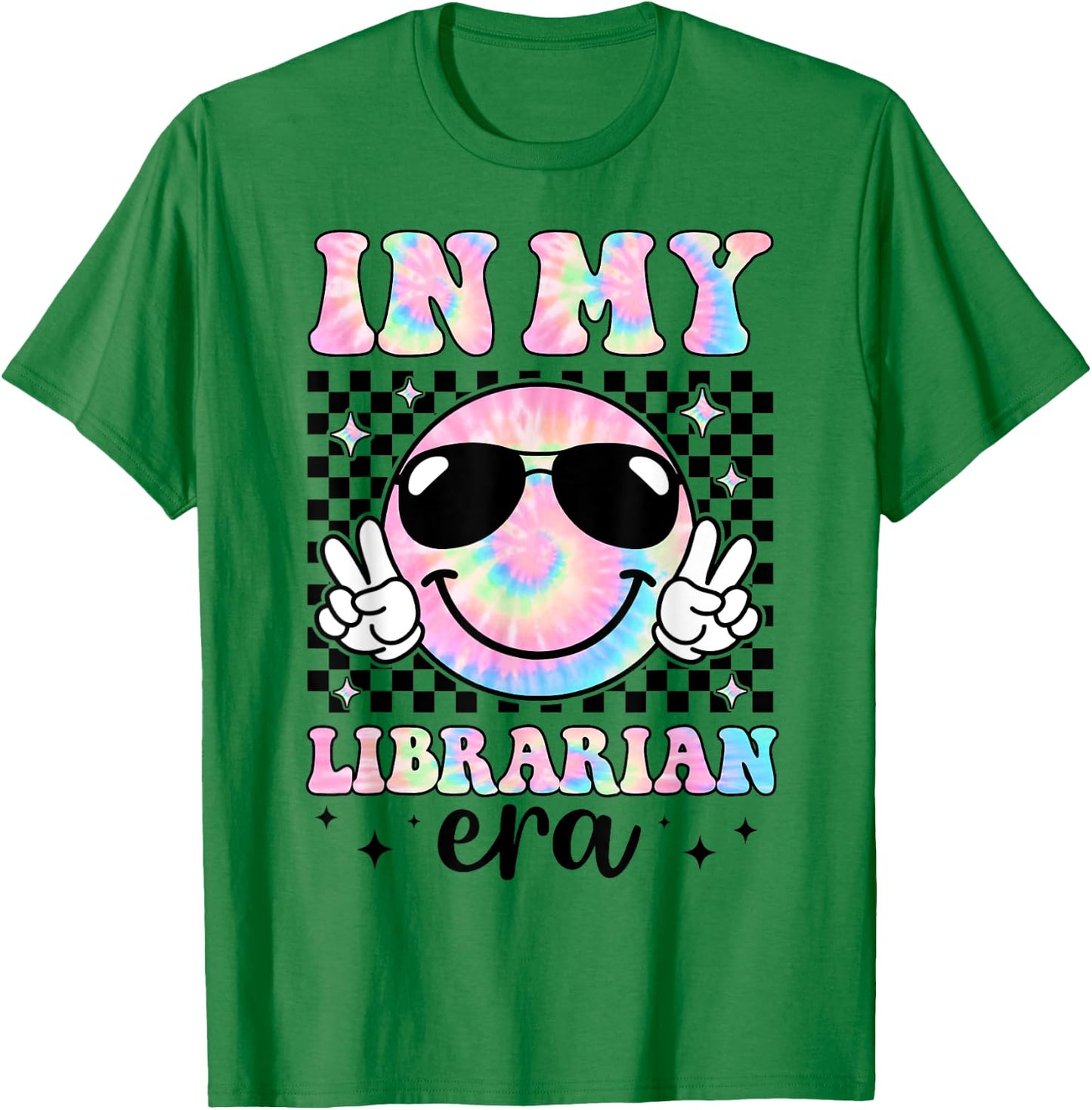 In My Librarian Era Groovy Tie Dye Back To School Funny T-Shirt - T-Shirt | Irish Green