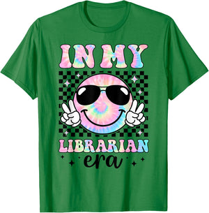 In My Librarian Era Groovy Tie Dye Back To School Funny T-Shirt - T-Shirt | Irish Green