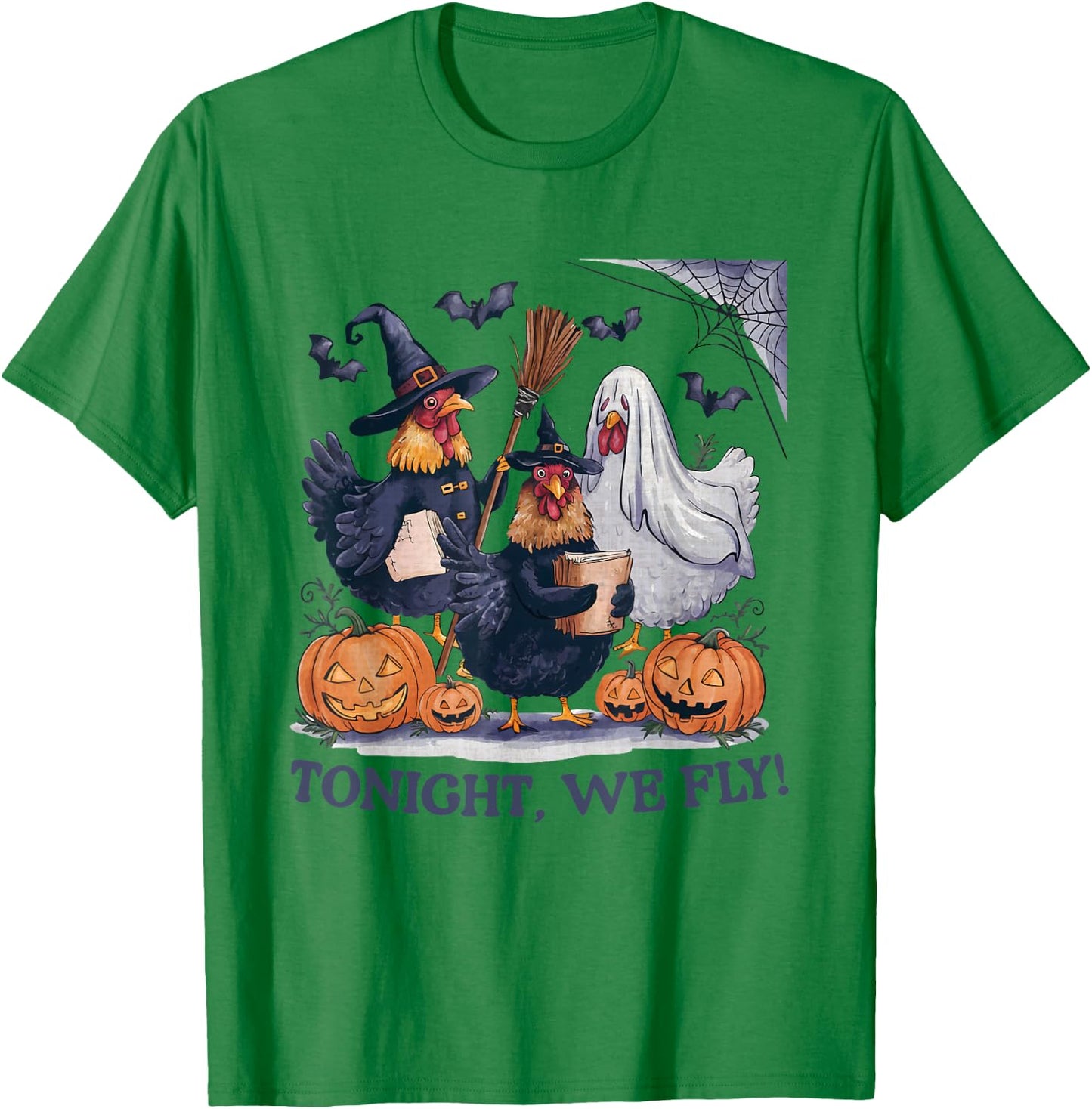 Tonight We Fly Halloween Chicken Spooky Farm Animals Lover T-Shirt - T-Shirt | Irish Green