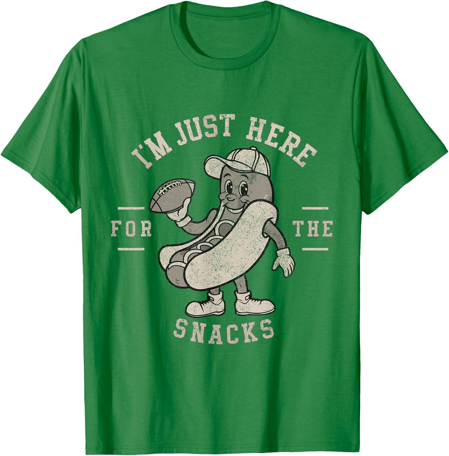 Funny I'm Just Here For The Snacks Football T-Shirt - T-Shirt | Irish Green