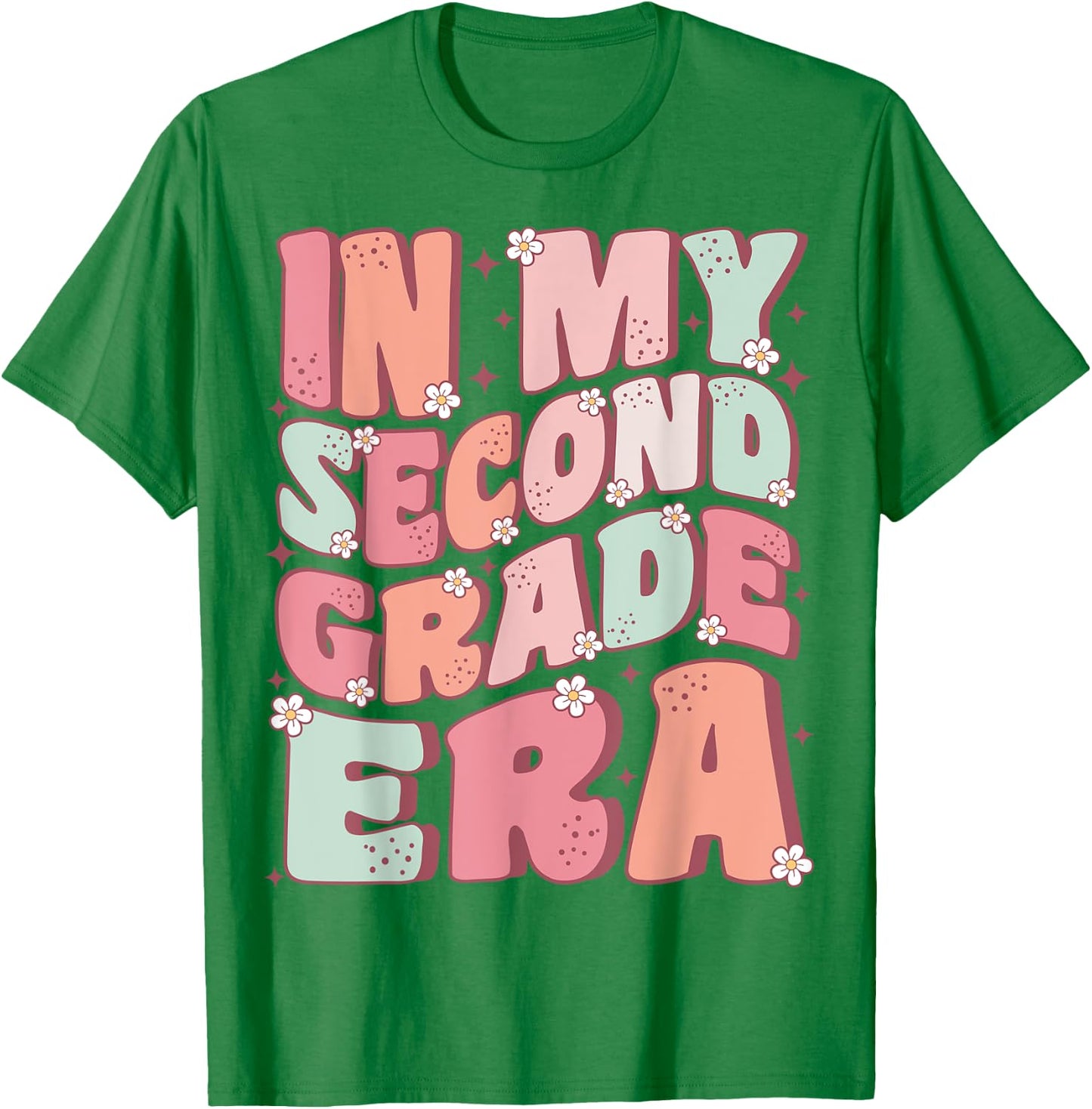 In My Second Grade Era Cute Groovy 2nd Grade Back to School T-Shirt - T-Shirt | Irish Green