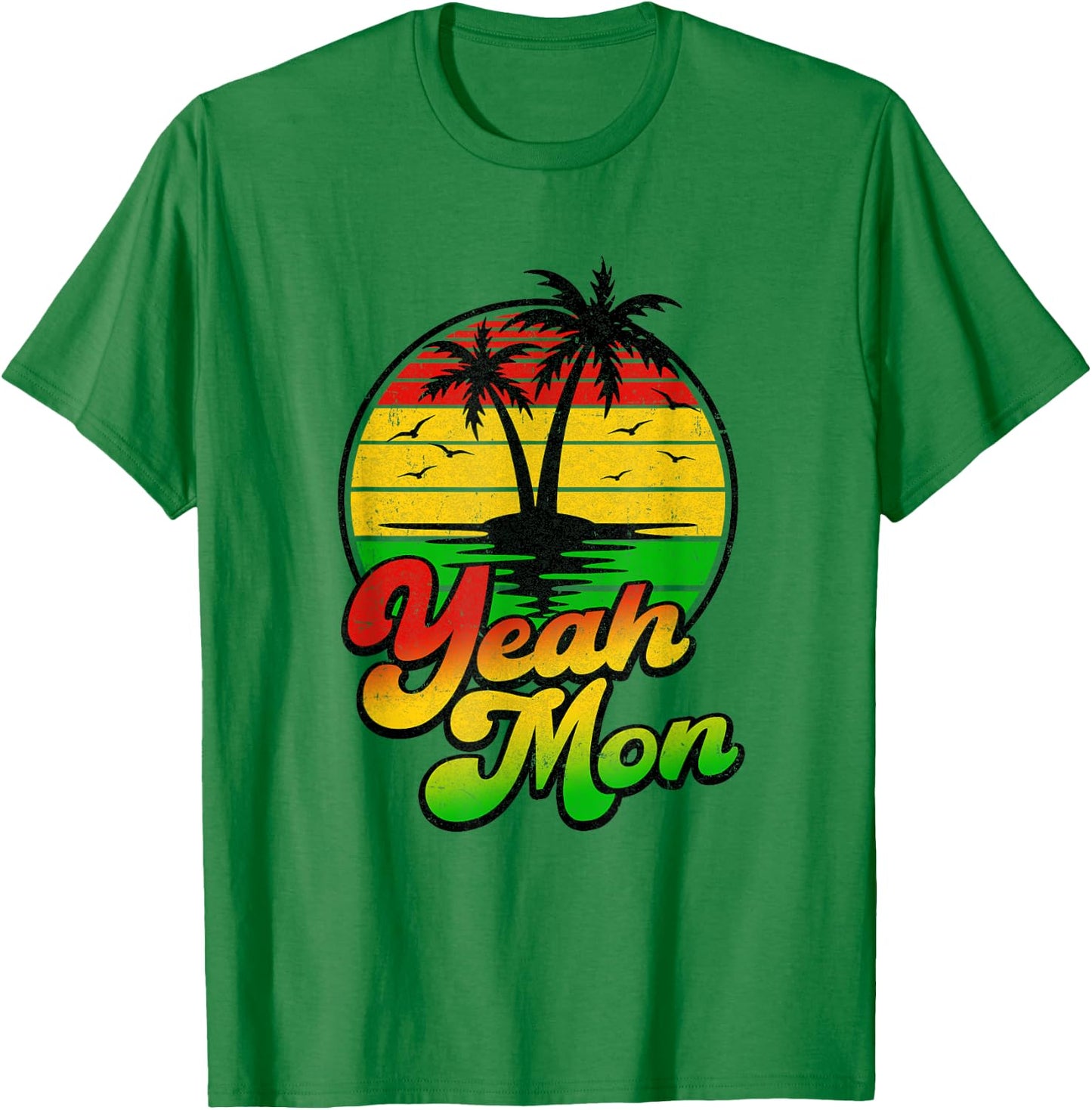 Yeah Mon Vintage Jamaica Summer Vacation Jamaican Retro T-Shirt - T-Shirt | Irish Green