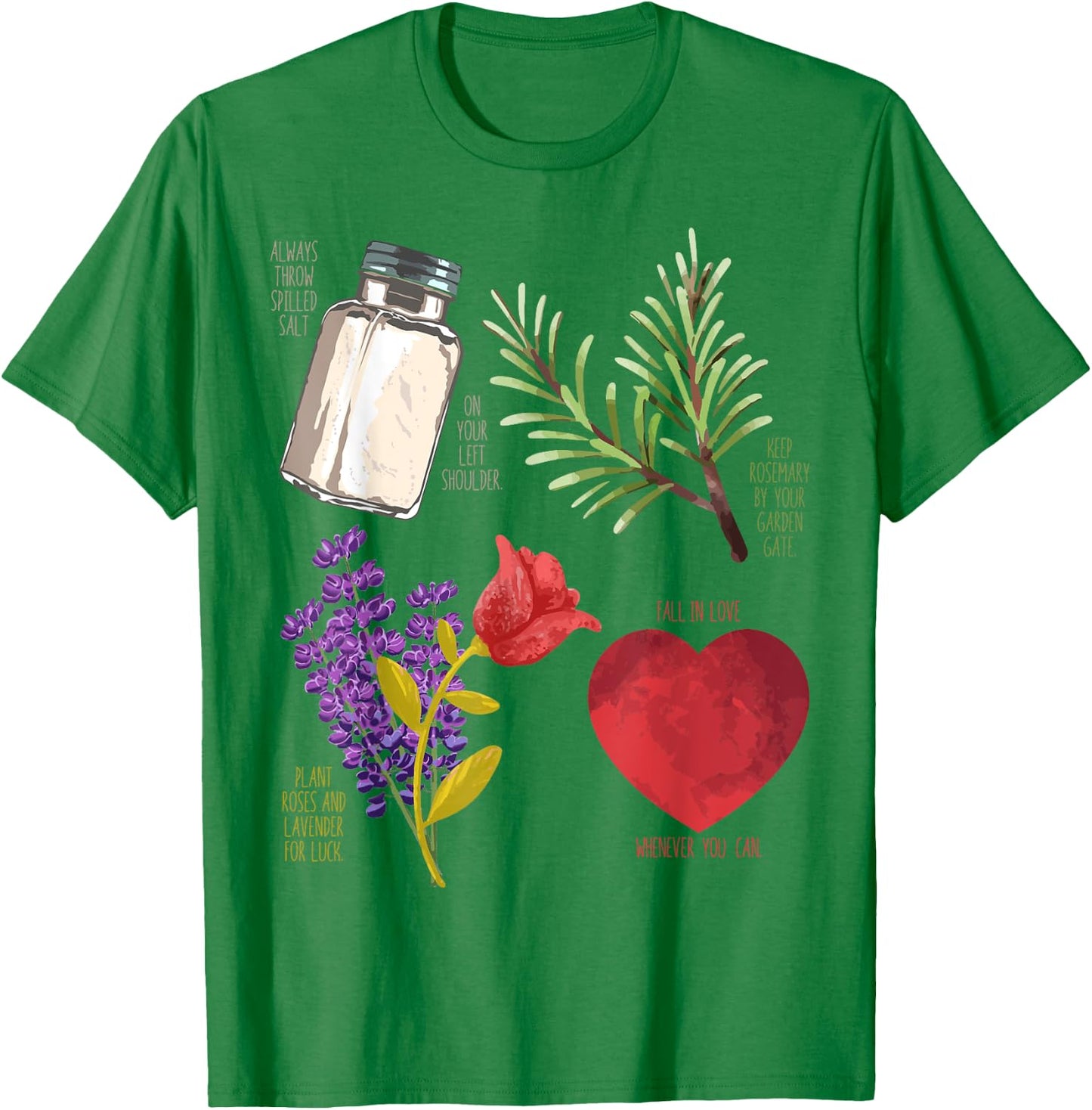 Practical Magic Salt Rosemary Lavender Love Witch Pagan T-Shirt - T-Shirt | Irish Green