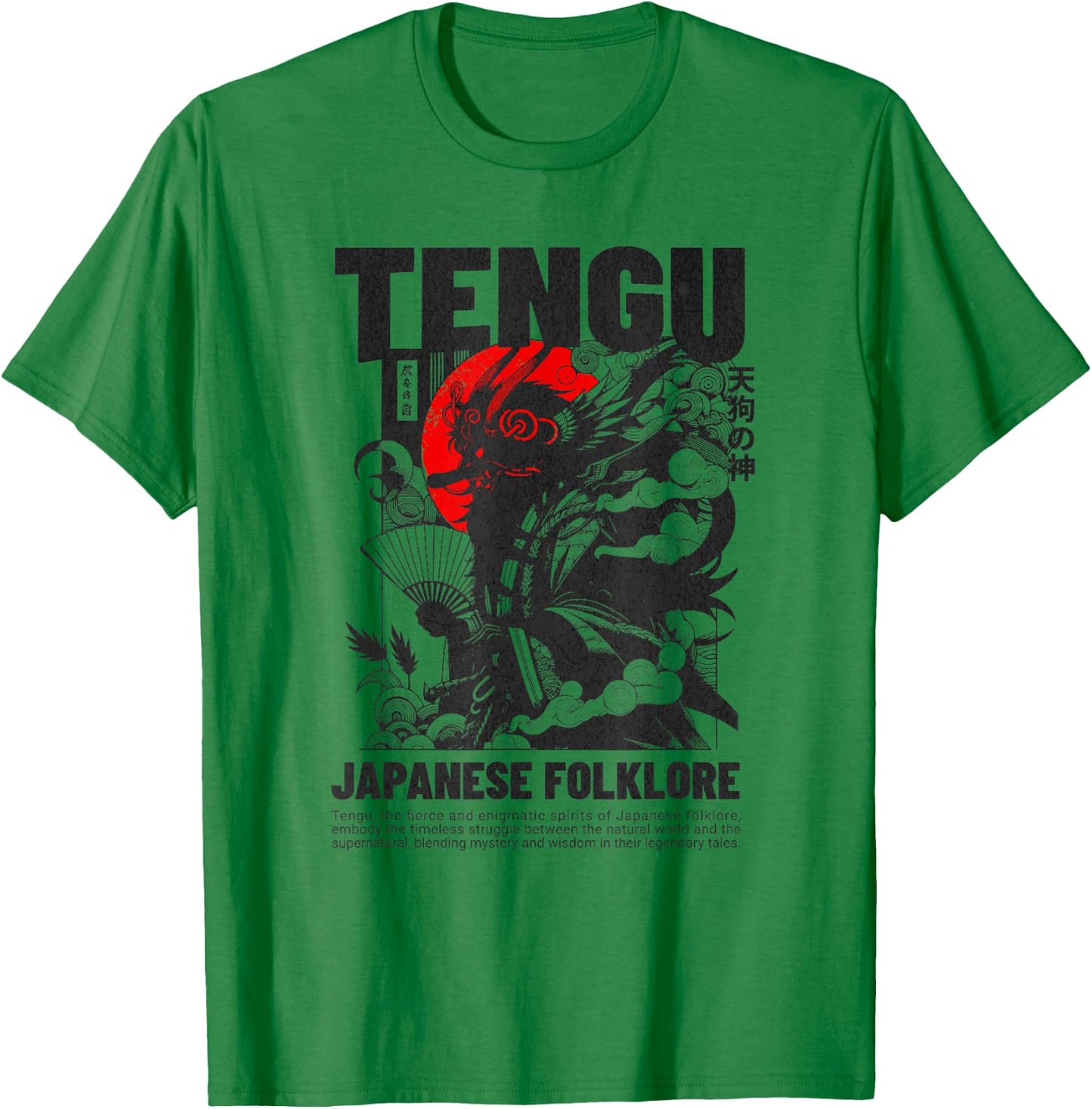 Japanese Tengu God - Vintage Japanese Folklore T-Shirt - T-Shirt | Irish Green