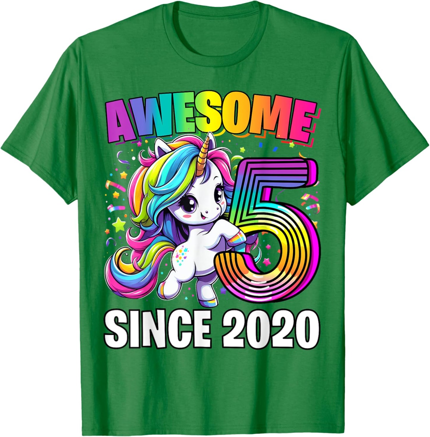 Unicorn 5th Birthday 5 Year Old Unicorn Party Girls Outfit T-Shirt - T-Shirt | Irish Green