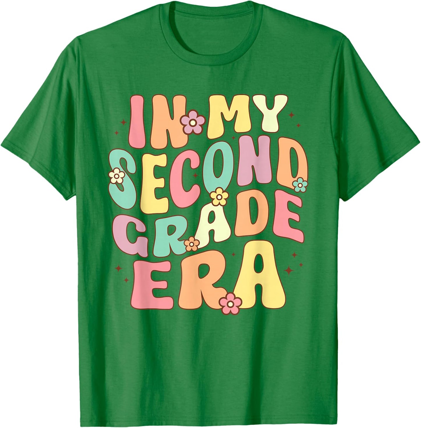 In My Second Grade Era 2nd Grade Groovy Back to School T-Shirt - T-Shirt | Irish Green