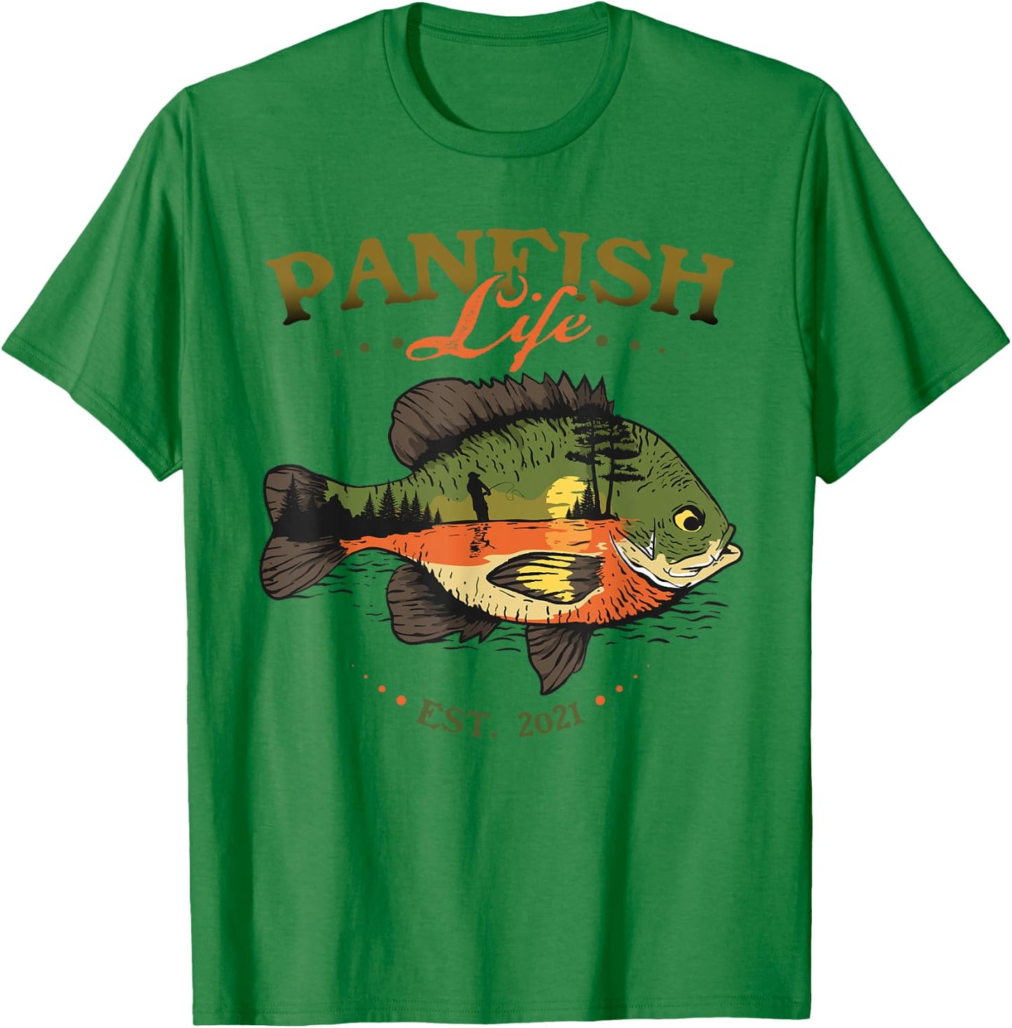 Bluegill Fish Panfish Life Est 2021 Fishing Fisherman T-Shirt - T-Shirt | Irish Green