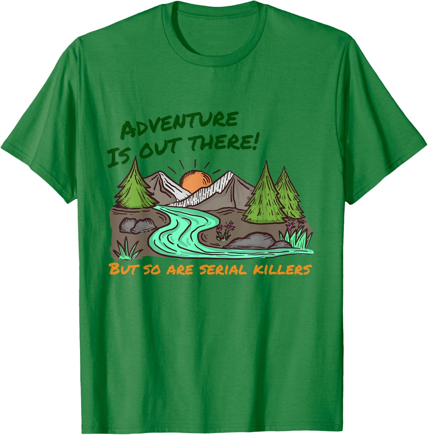 Retro Adventure Is Out There Funny Camping Women Men Gifts T-Shirt - T-Shirt | Irish Green