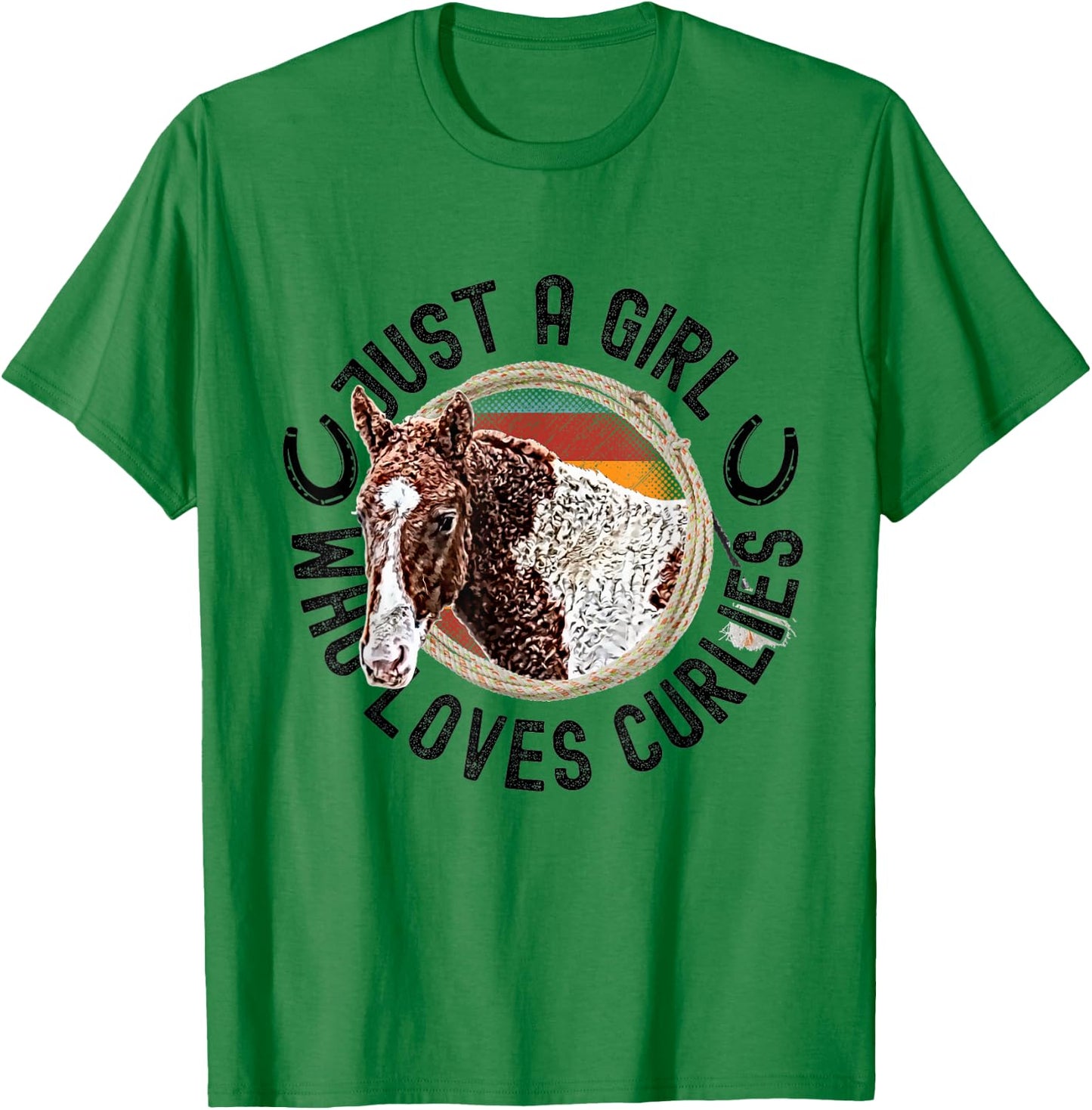 Just A Girl Who Loves Curlies Curly Horses Ponies Pony T-Shirt - T-Shirt | Irish Green