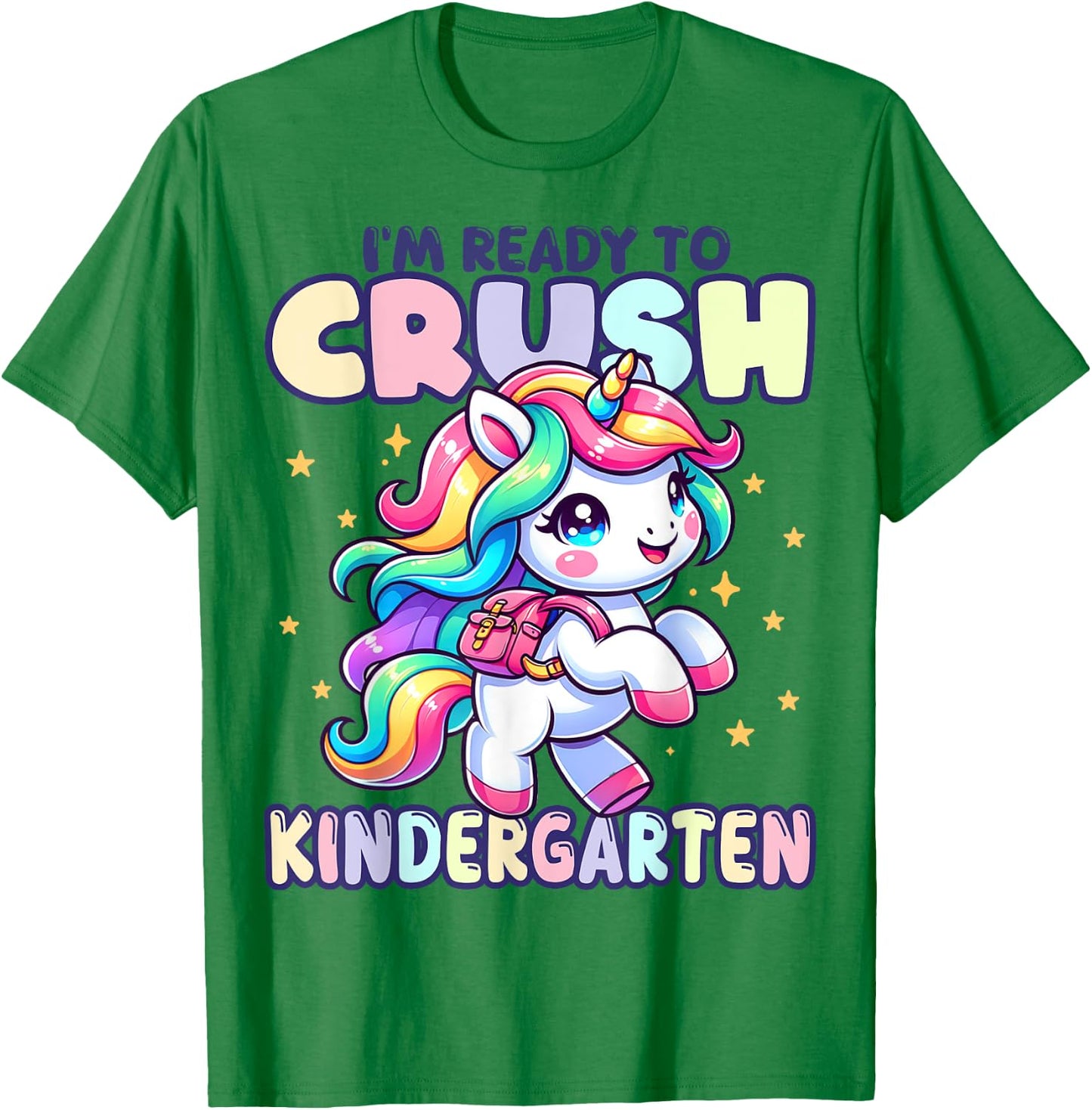 Crush Kindergarten Girls Back to School Unicorn First Day T-Shirt - T-Shirt | Irish Green