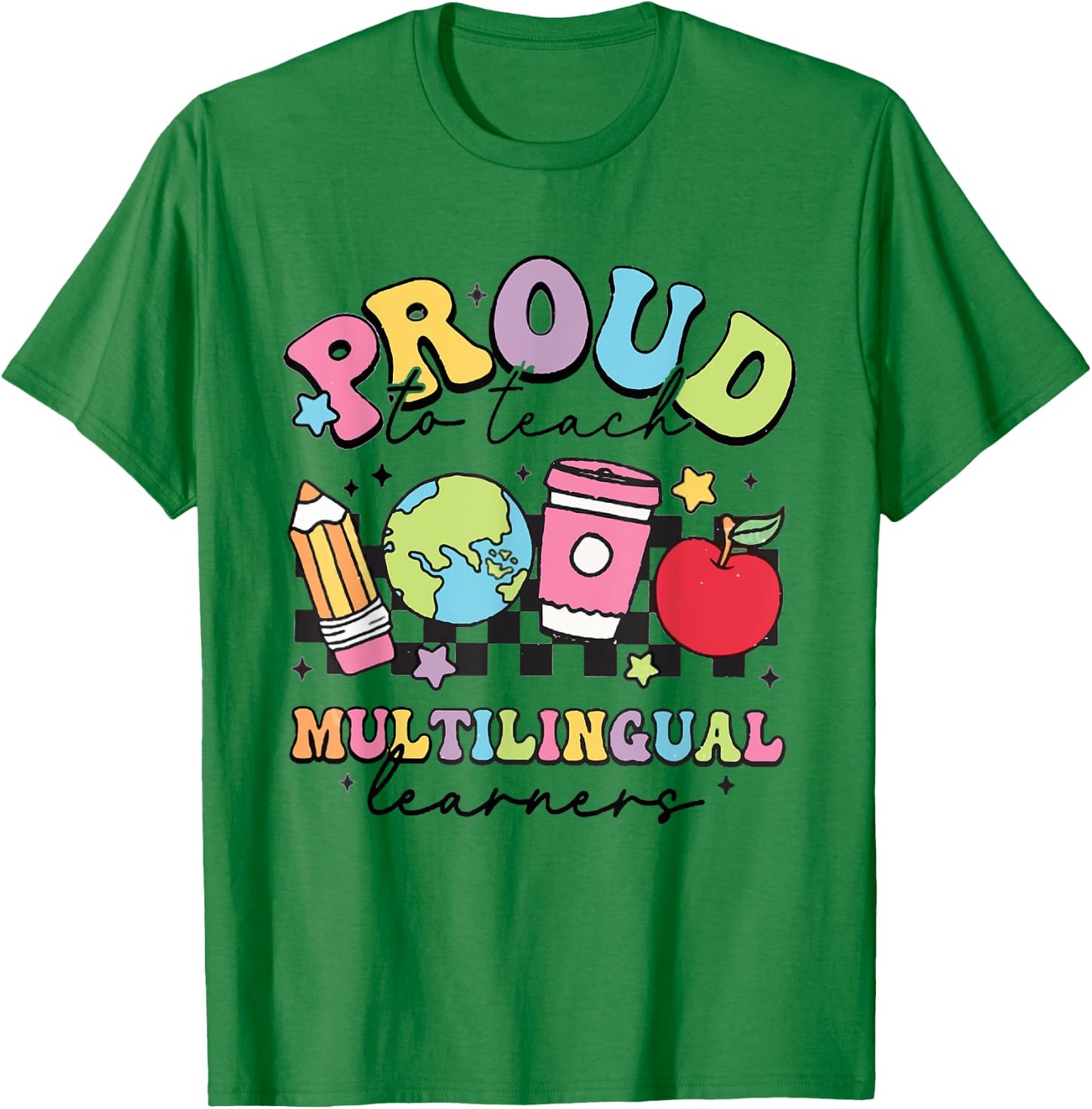 Retro Proud To Teach Multilingual Learners English Teacher T-Shirt - T-Shirt | Irish Green