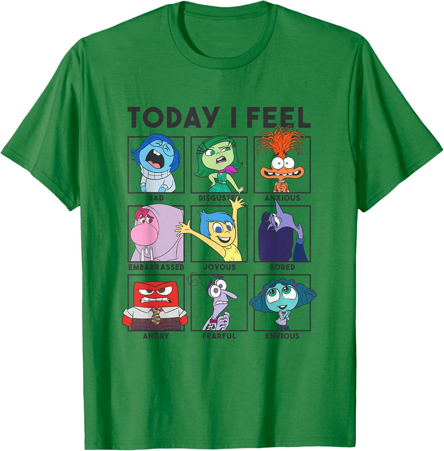 Disney Pixar Inside Out 2 Today I Feel... Emotions Panels T-Shirt - T-Shirt | Irish Green