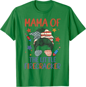 4th Of July Birthday Mama Of The Little Firecracker For Mom Men T-Shirt - T-Shirt | Irish Green