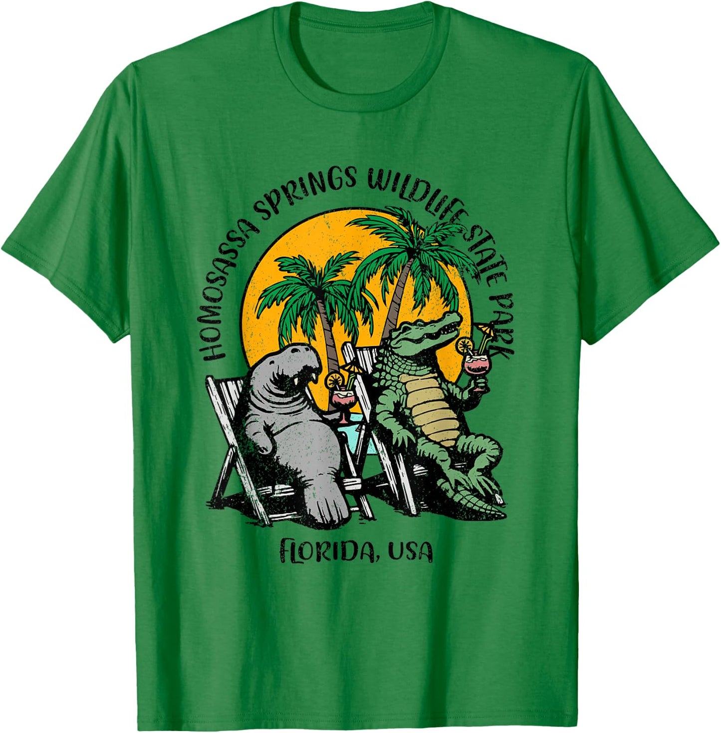 Homosassa Springs State Park Manatee Alligator Design T-Shirt - T-Shirt | Irish Green