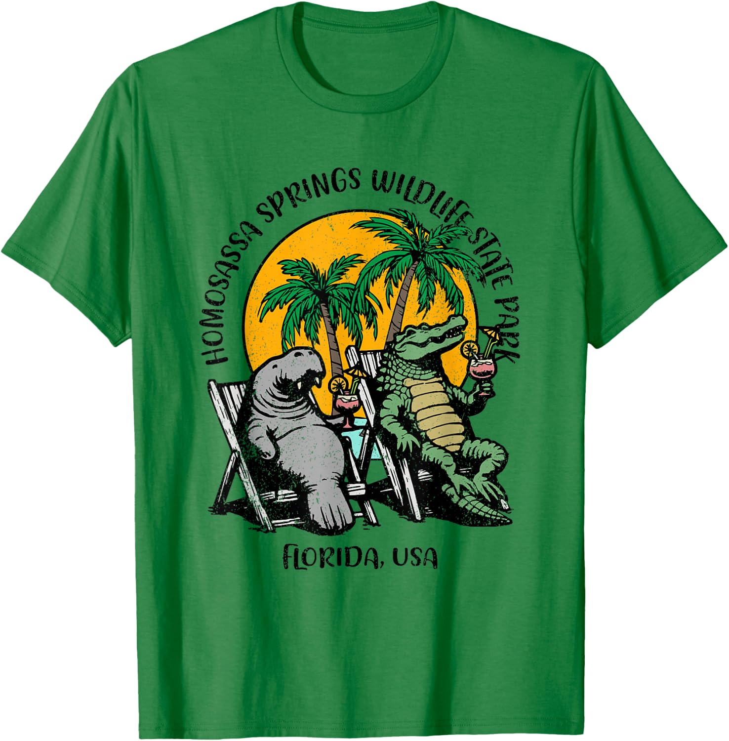 Homosassa Springs State Park Manatee Alligator Design T-Shirt - T-Shirt | Irish Green
