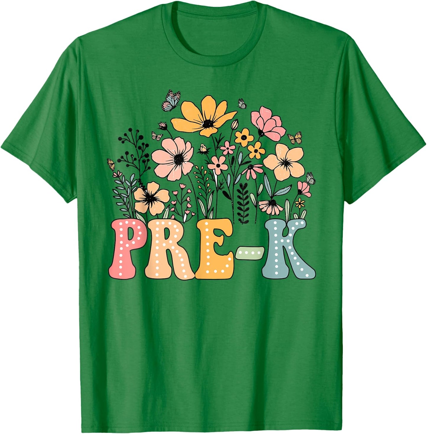 Wildflower Pre-K Preschool Team Floral Teacher Girls T-Shirt - T-Shirt | Irish Green