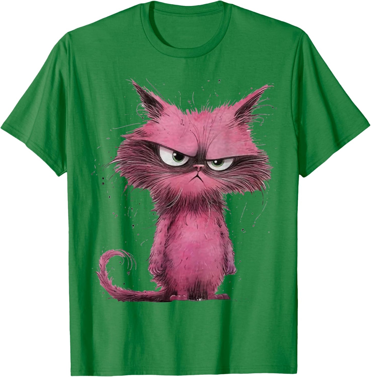 Funny Pink - Cat Angry Grumpy Cute Pet Cat lover Women Girls Kids T-Shirt - T-Shirt | Irish Green