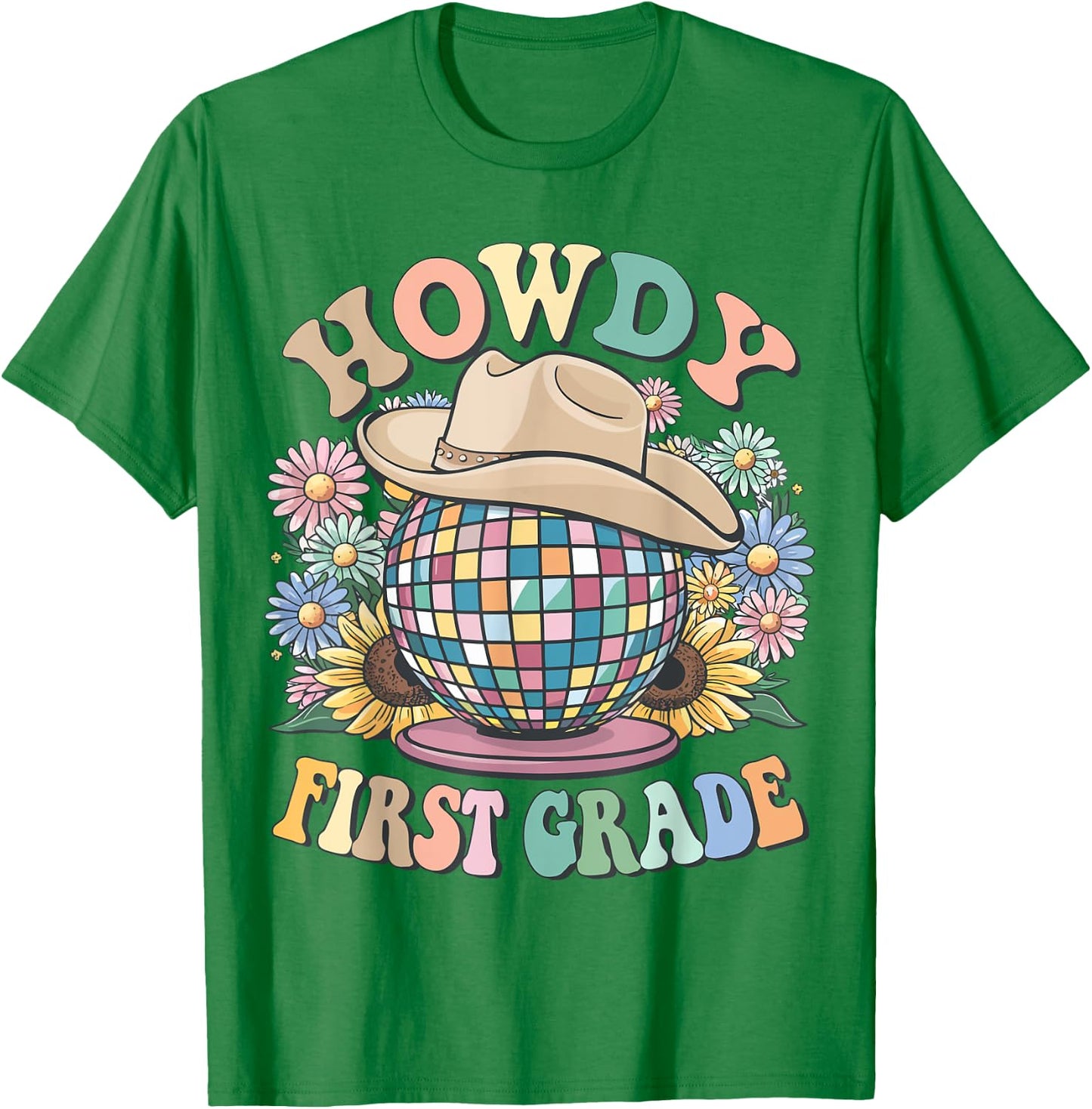 Howdy First Grade Cowgirl Country 1st Grade Back to School T-Shirt - T-Shirt | Irish Green