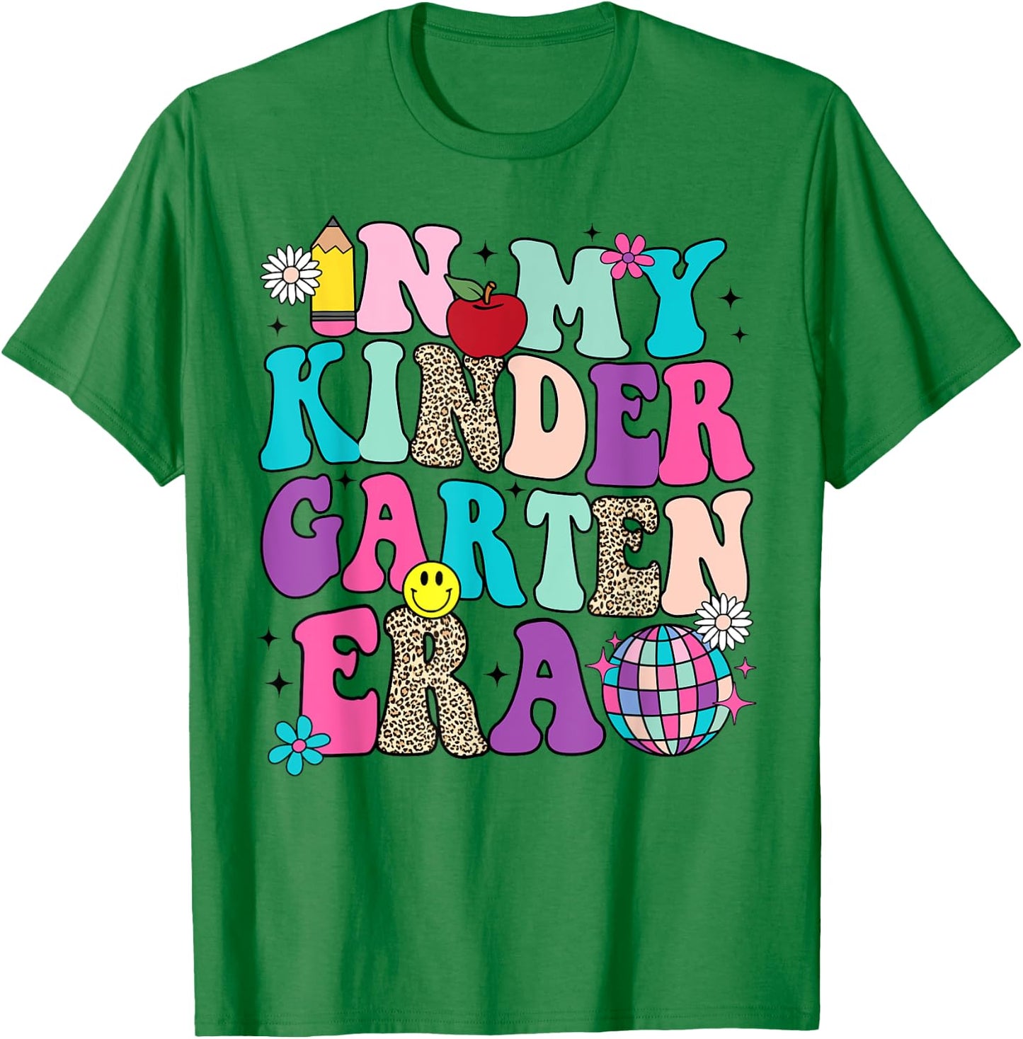 In My Kindergarten Era Back To School Retro Groovy T-Shirt - T-Shirt | Irish Green
