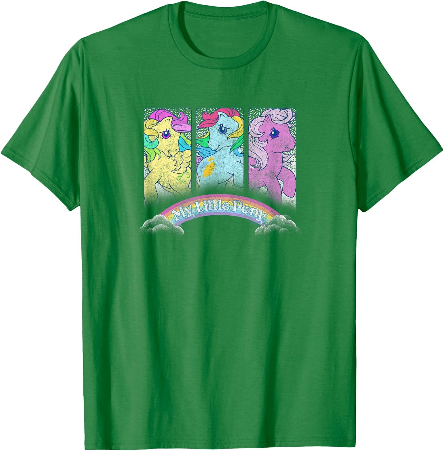 My Little Pony Classic Group Shot Retro Rainbow Box Up T-Shirt - T-Shirt | Irish Green