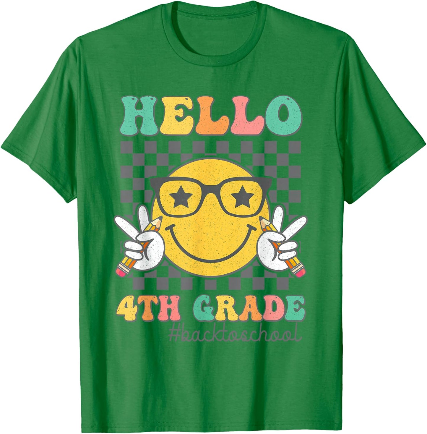 Hello 4th Grade Smile Face First Day Of School Fourth Grade T-Shirt - T-Shirt | Irish Green