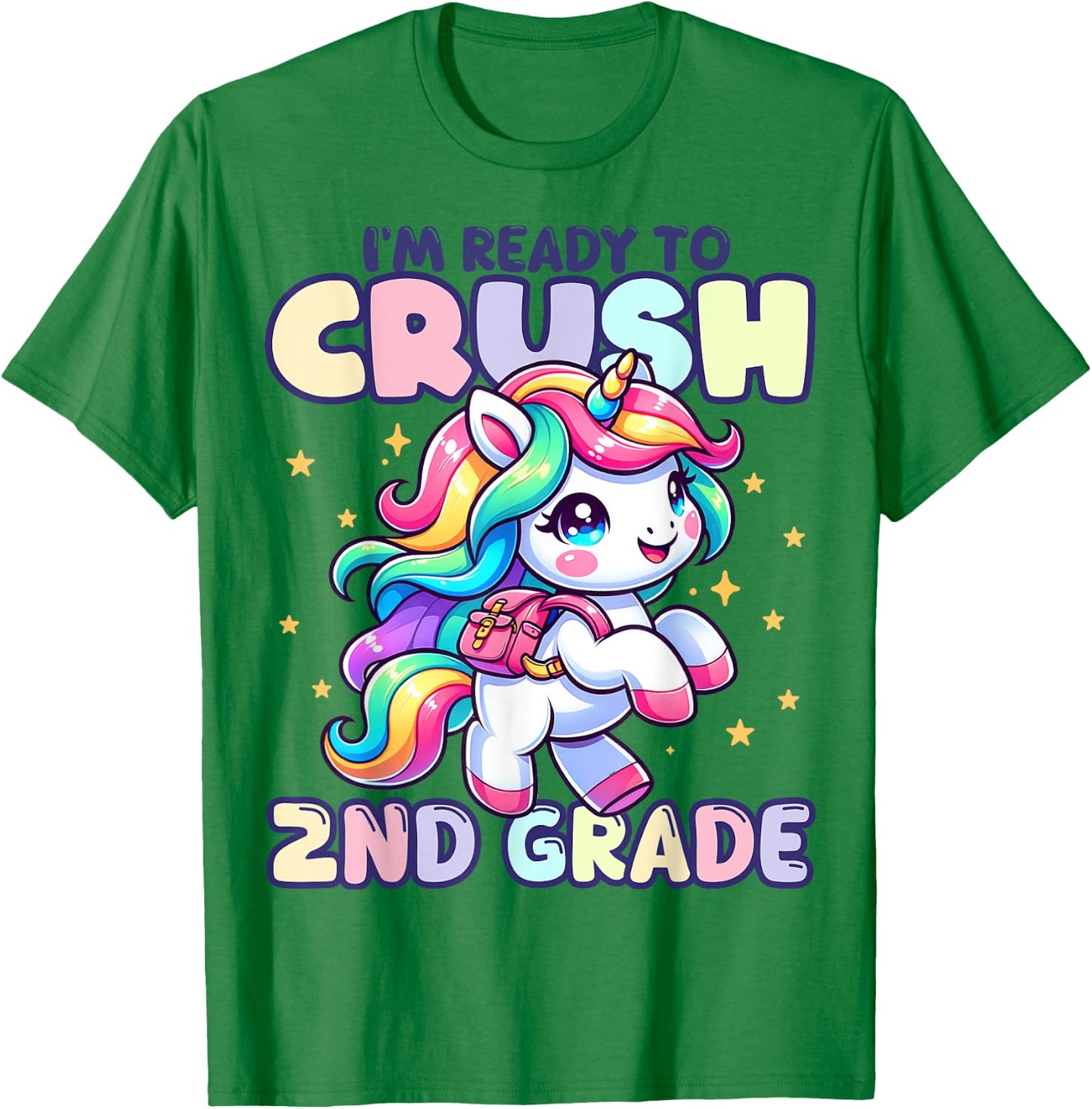 Crush 2nd Grade Girls Back to School Unicorn First Day Cute T-Shirt - T-Shirt | Irish Green