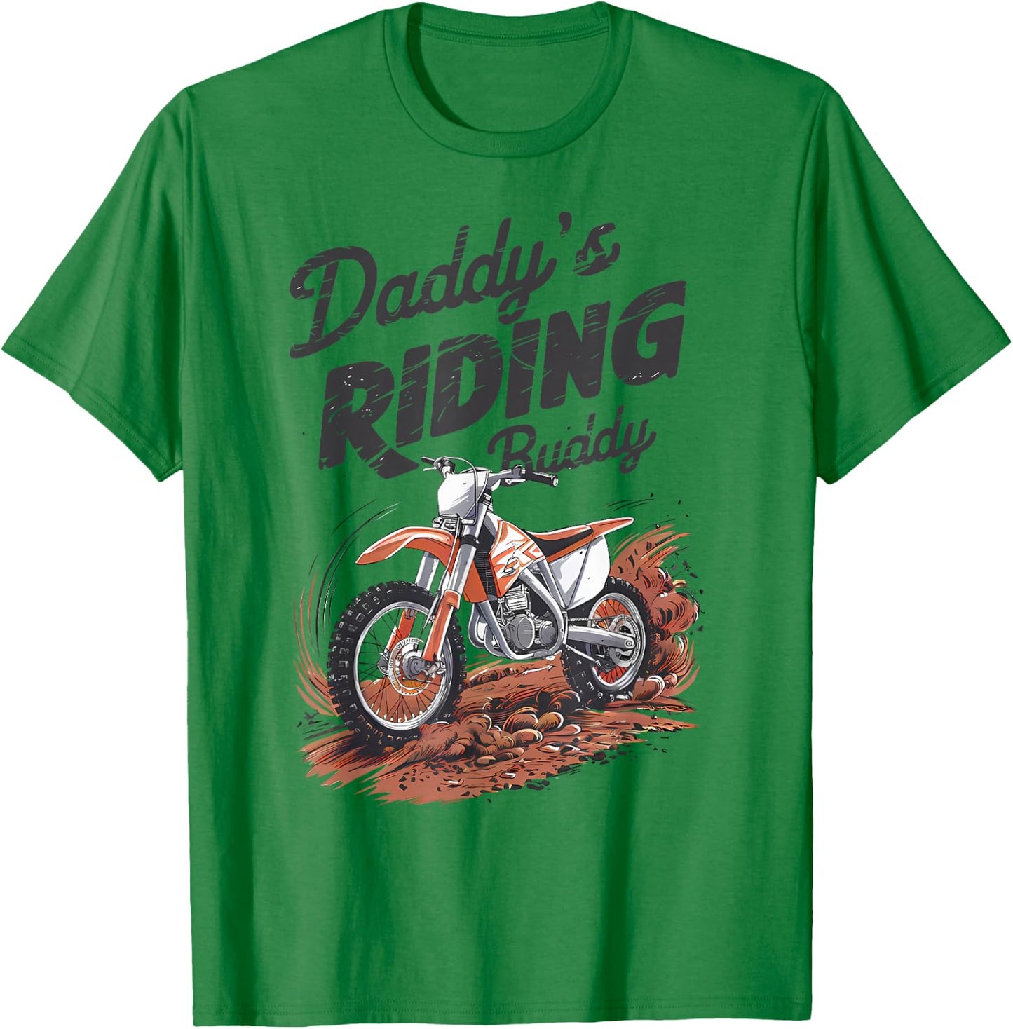 Daddy's Riding Buddy Retro Dirt Bike Dad And Me Boy Kids T-Shirt - T-Shirt | Irish Green