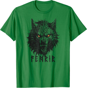 Fenrir Wolf Of Odin Old Norse Mythology Viking Celtic Fenris T-Shirt - T-Shirt | Irish Green