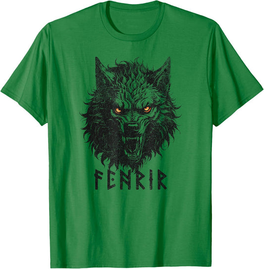Fenrir Wolf Of Odin Old Norse Mythology Viking Celtic Fenris T-Shirt - T-Shirt | Irish Green