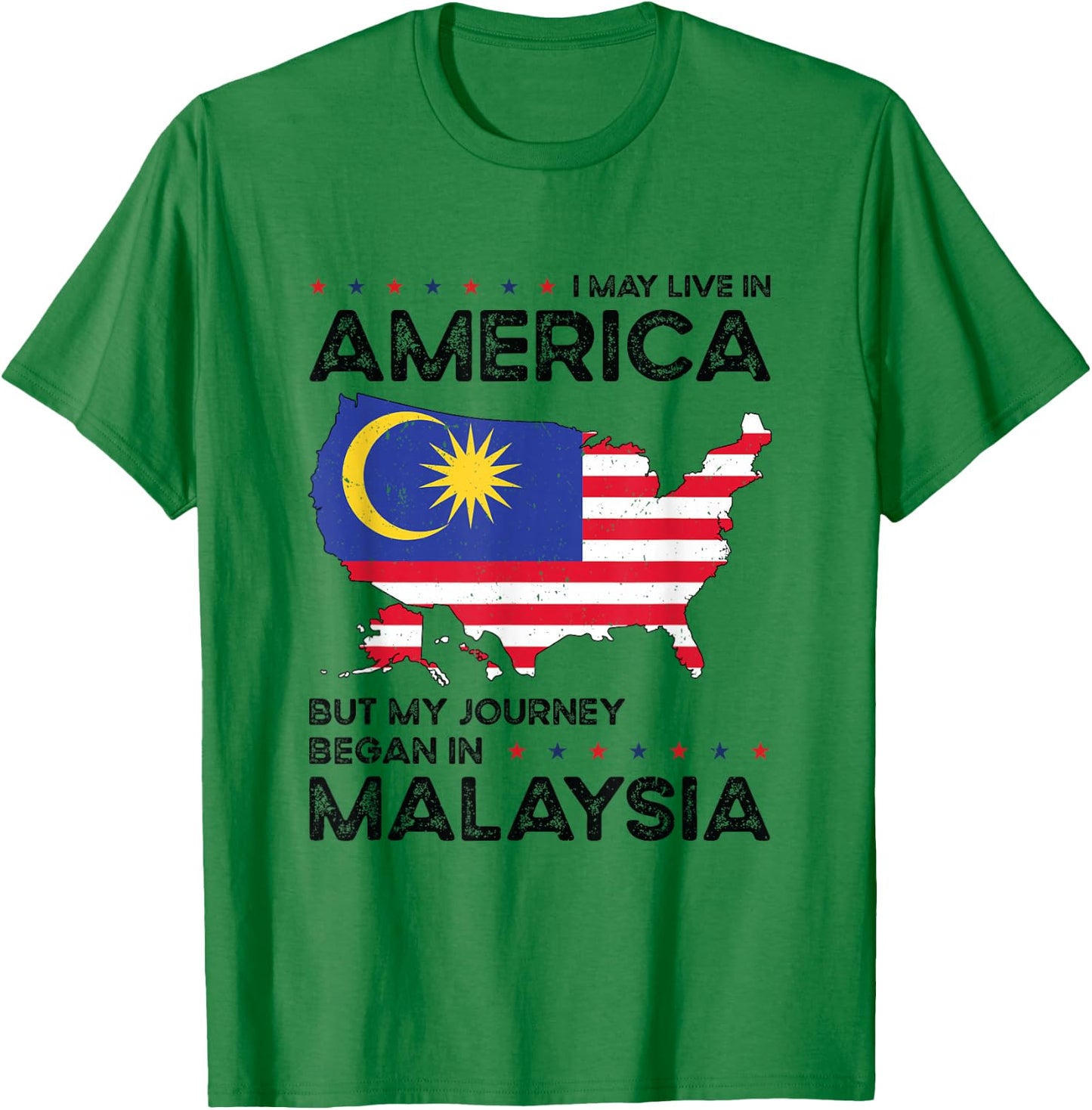 Malaysian American Patriot USA Grown Malaysia US Flag T-Shirt - T-Shirt | Irish Green